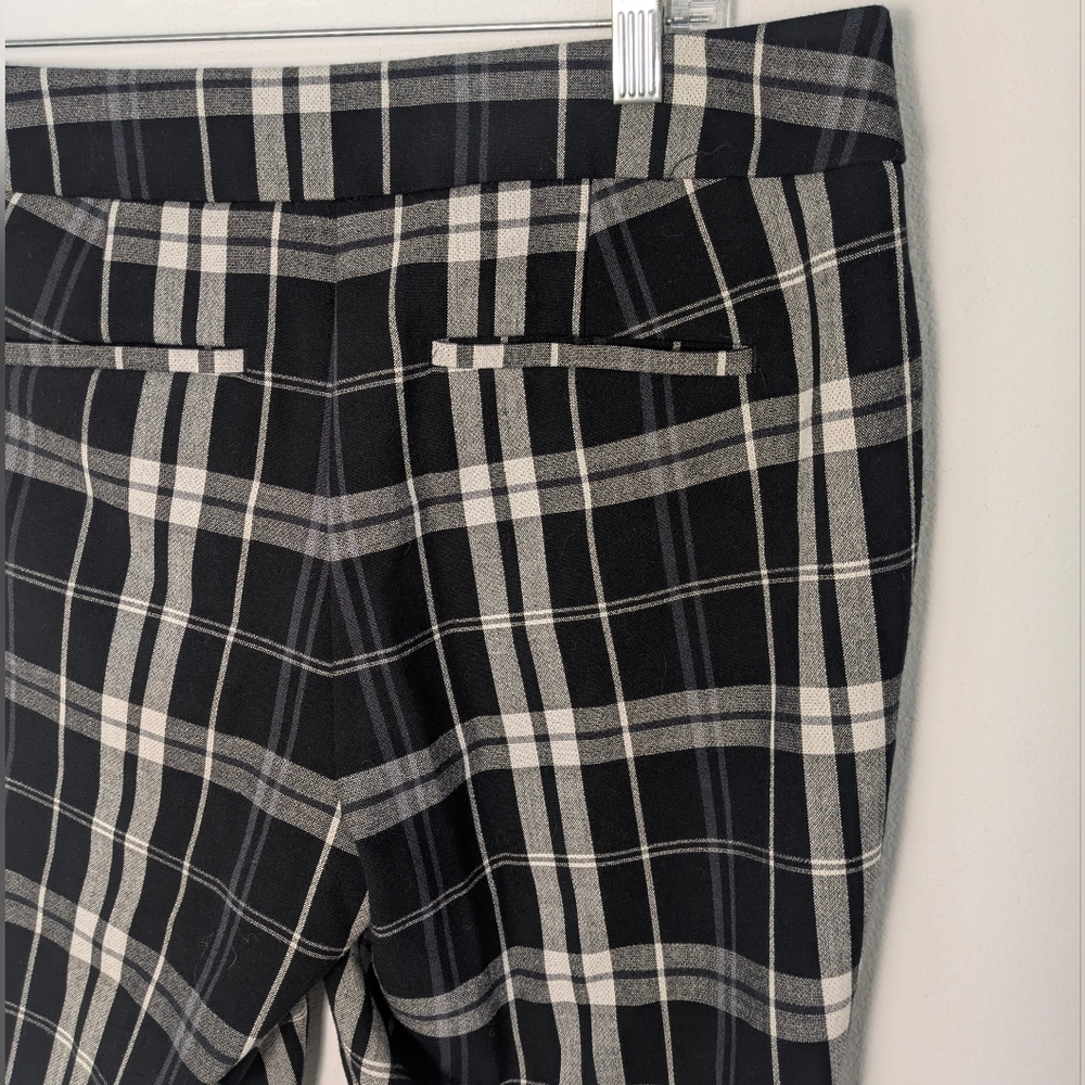Ann Taylor Womens Plaid Dress Pants Size 8 Black White Stretch Straight EUC - Picture 4 of 14